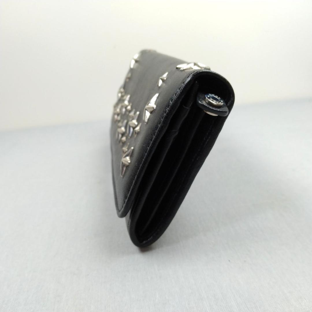 未使用ジミーチュウ★星形スタッズフラップウォレット 長財布 カーフレザー本革 黒