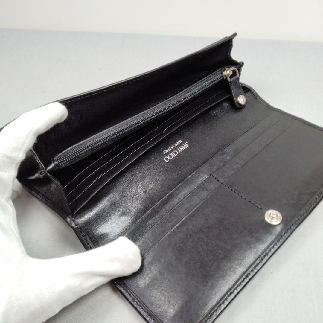 未使用ジミーチュウ★星形スタッズフラップウォレット 長財布 カーフレザー本革 黒