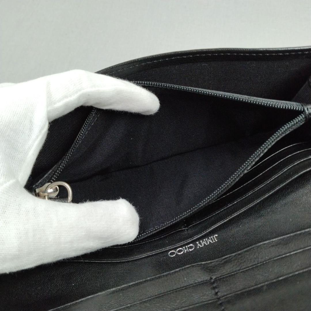 未使用ジミーチュウ★星形スタッズフラップウォレット 長財布 カーフレザー本革 黒