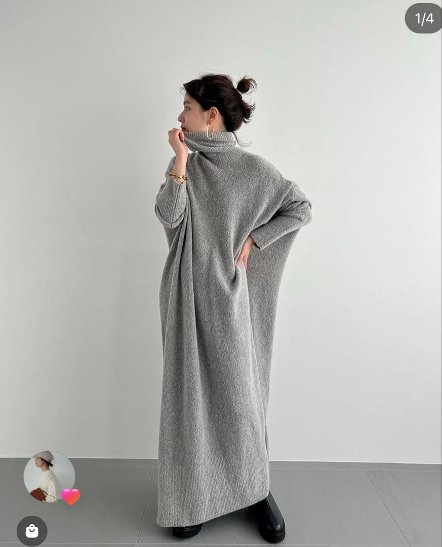 美品★カレンソロジー　ウールポアンニットワンピース　ベージュ