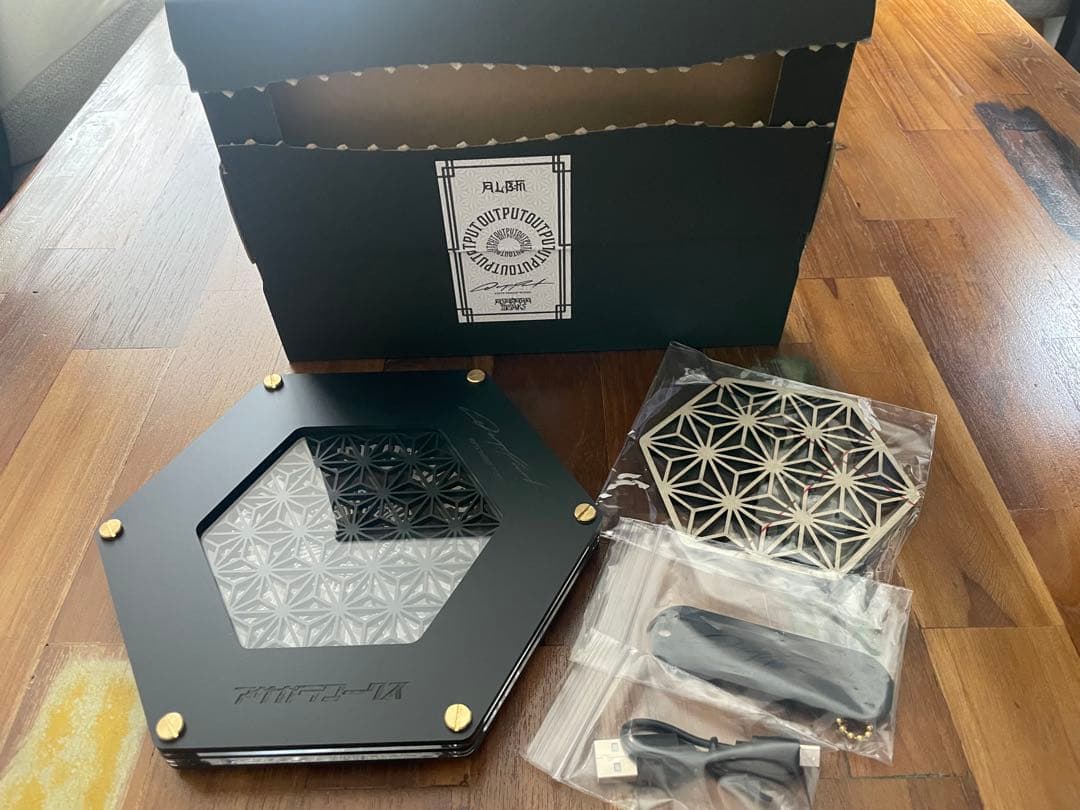 アサガラワークス　OUTPUTコラボ1.5LEDコースター麻柄マットブラック