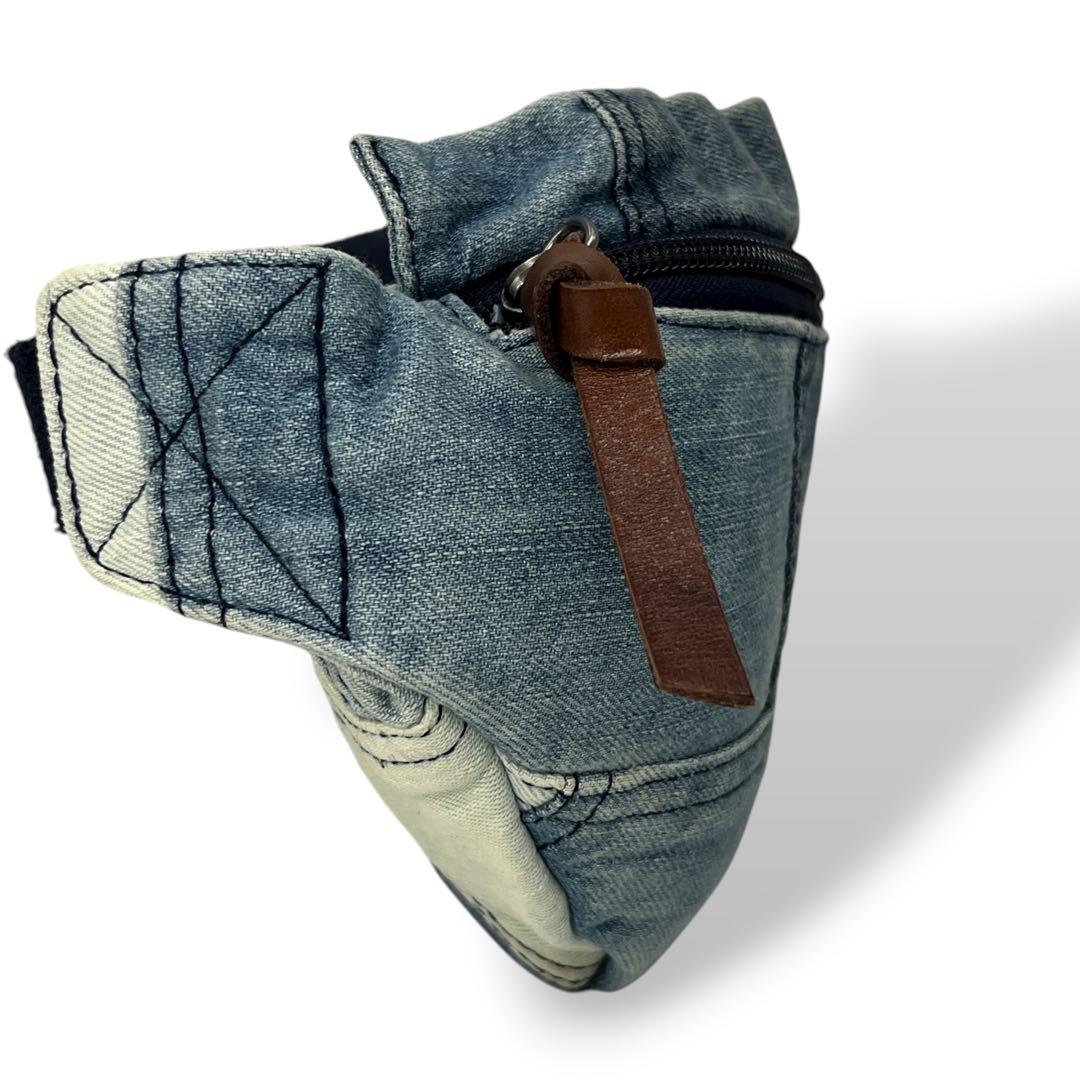 美品　ポロラルフローレン　ボディバッグ　デニム　パッチワーク　ウエストポーチ　青