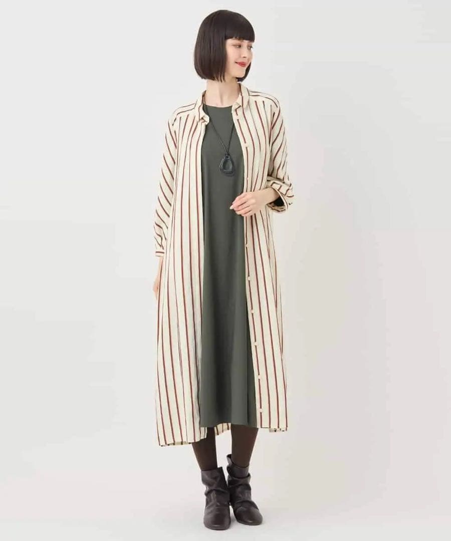 新品・大きいサイズ☆ヒロコ ビス グランデ/ストライプシャツワンピース　◎13号