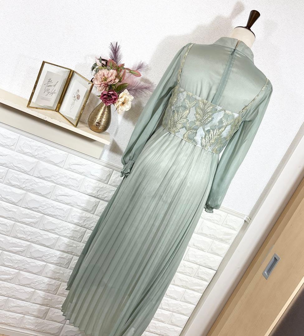 etoll.　エトル　ドレス　ワンピース　レースビスチェ×ボトルネックプリーツ