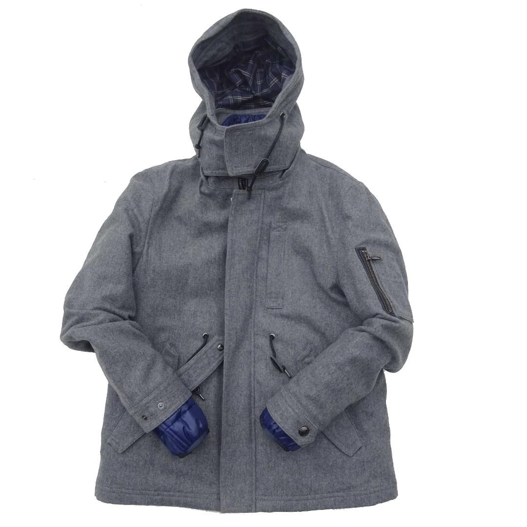 超美品バリーブラックレーベルライナー付きダウン系フードメルトン素材ジャケトLL