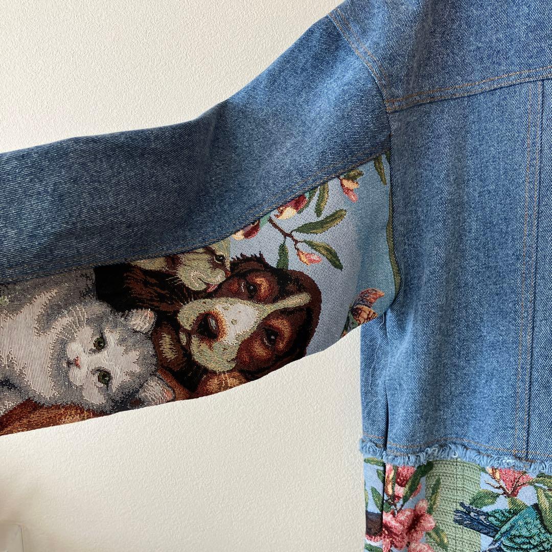 SUMI STYLE ドッキングデニムジャケット ゴブラン織　アニマル　柄