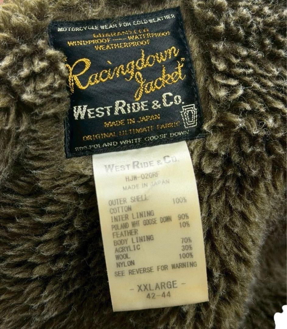 新型 ウエストライド ニューレーシングダウンジャケット ダークブラウン XXL