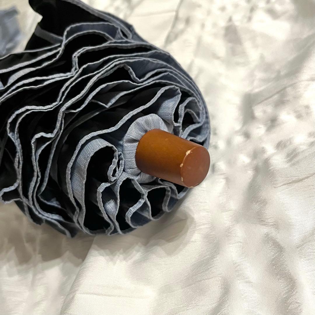 サンバリア100 2段折　日傘　フリル　フロスト　ブルー