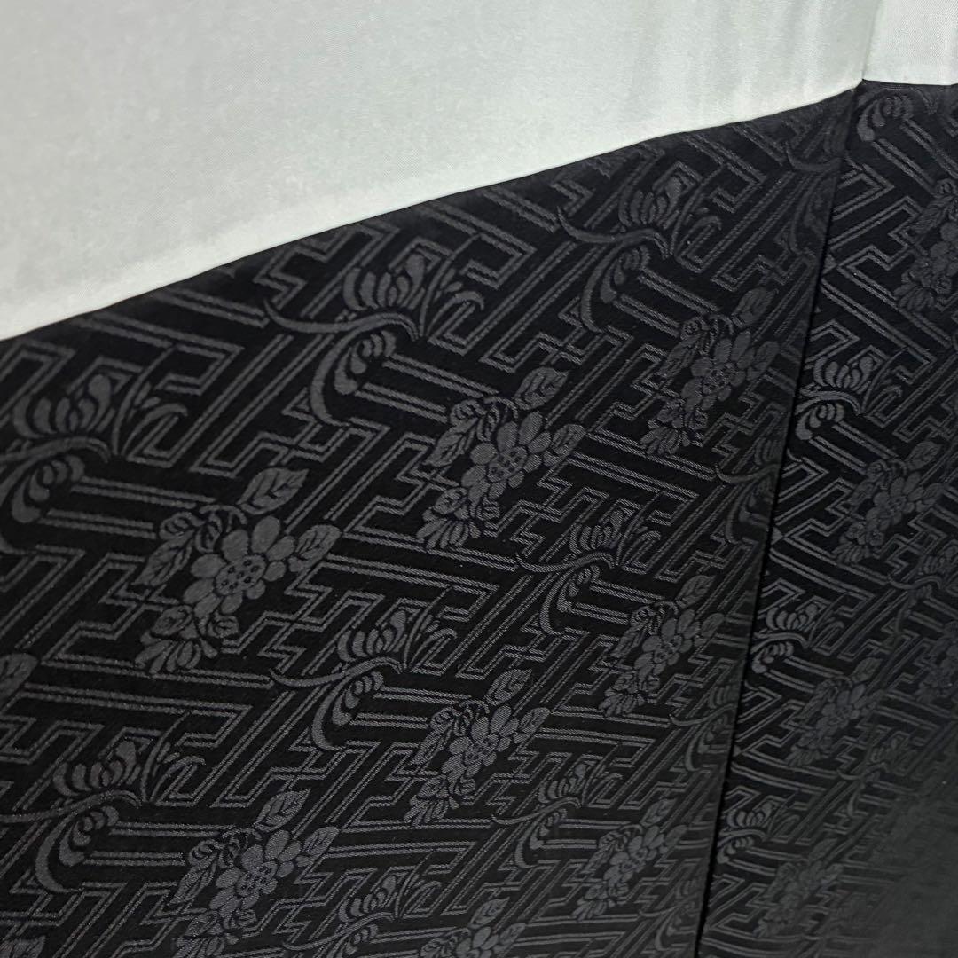 D111藤娘きぬたや 総絞り 訪問着 黒地 青海波 流水 正絹 着物 袷 極美品