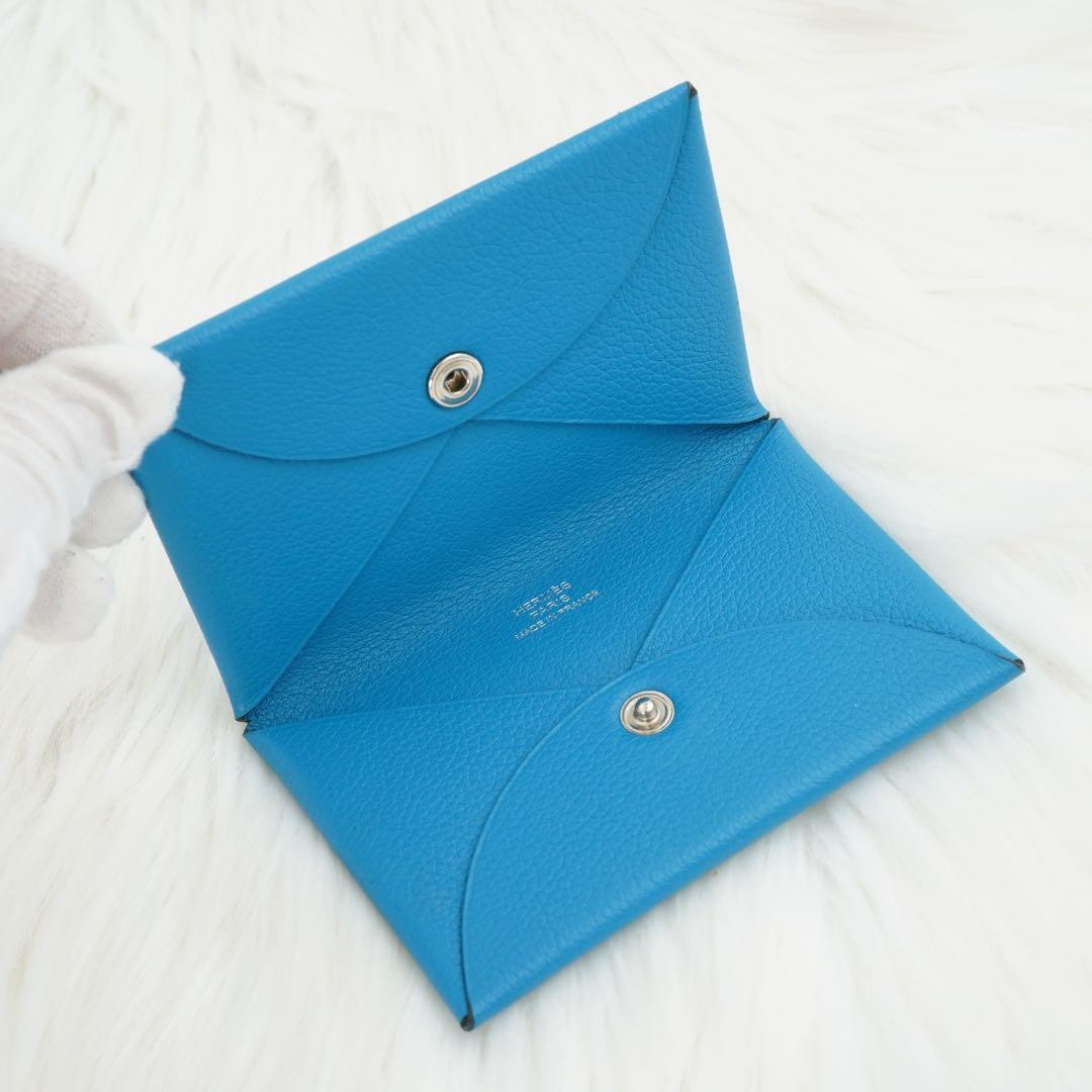 未使用品　HERMES エルメス　小銭入れ　ケース　ガルヴィ　ブルージーン