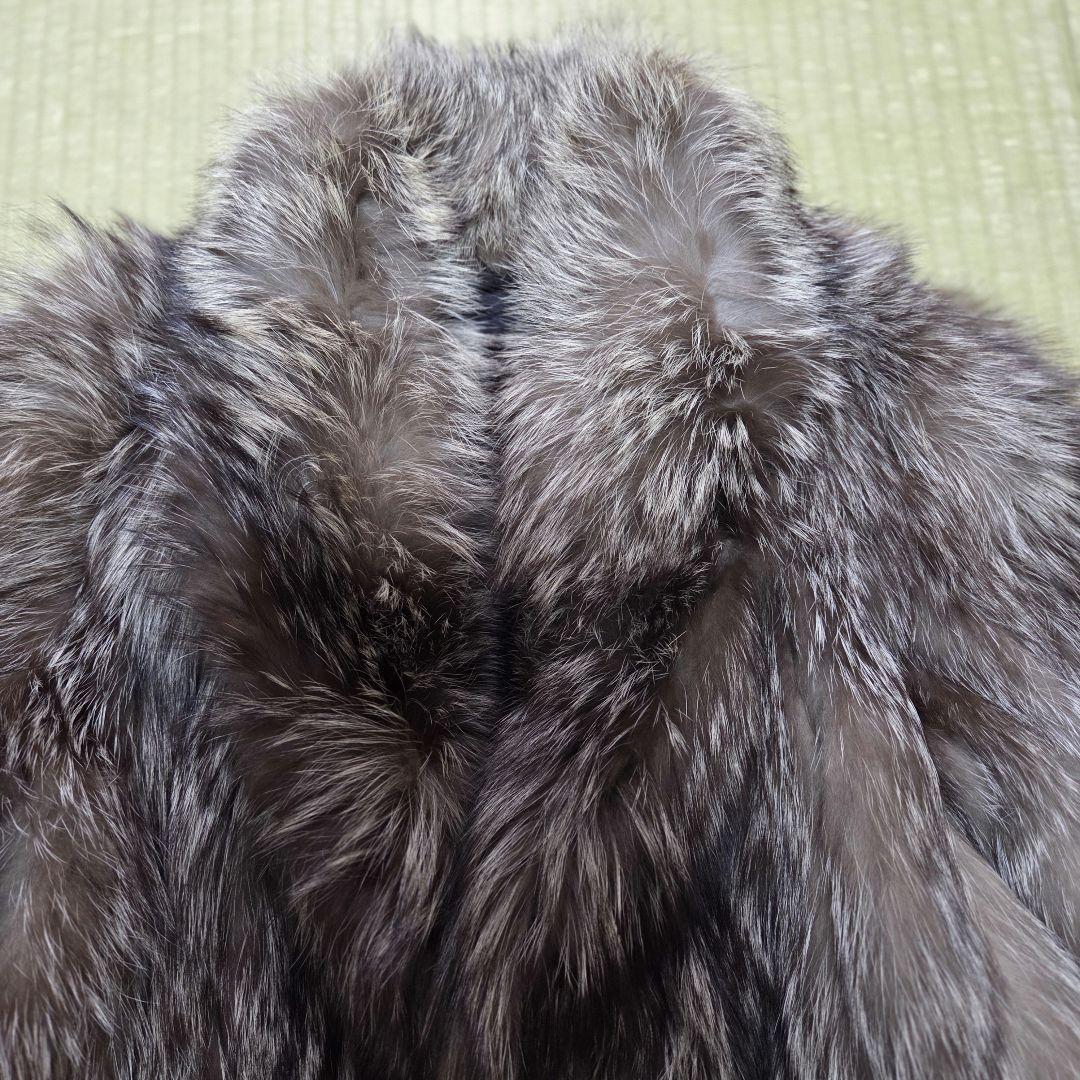 女優襟 シルバーフォクス 11号 肉厚 本物 リアルファーコート