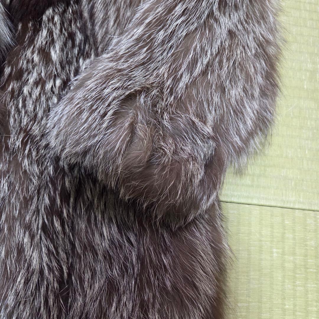 女優襟 シルバーフォクス 11号 肉厚 本物 リアルファーコート