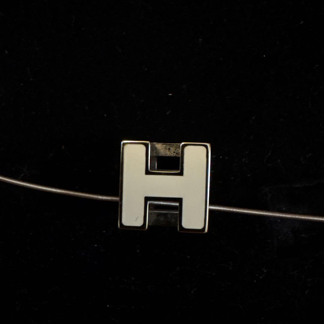 HERMES カージュドアッシュ　Hキューブ　ネックレス　ホワイト