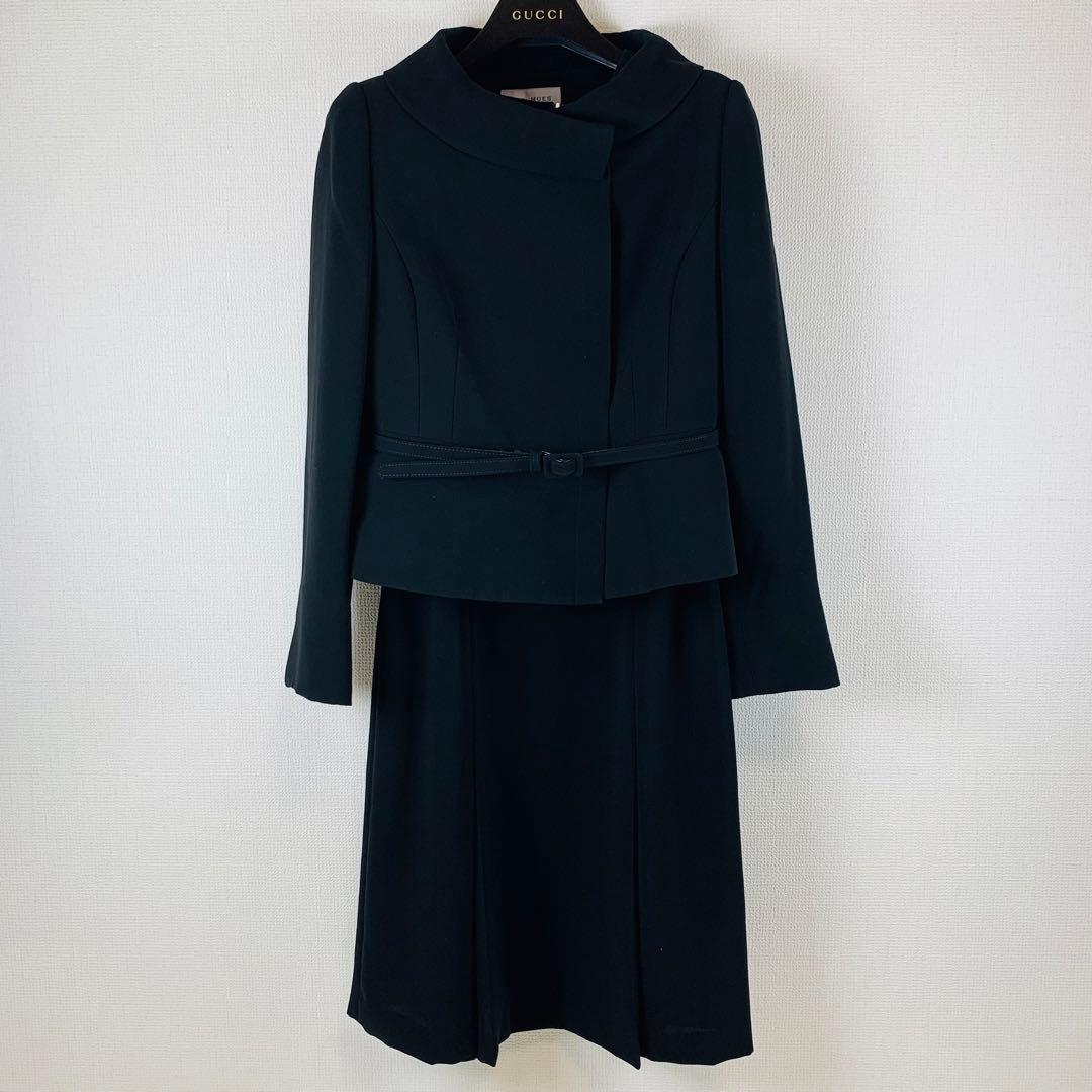 高級礼服 LES MUES ブラックフォーマル ジャケット ワンピース喪服S-M