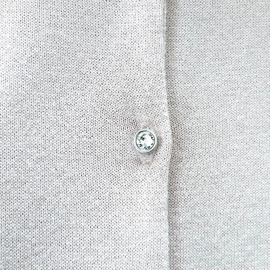 希少✨人気　ルネ　襟付きビジューカメリアボタンカーディガンバイカラーピンク洗える