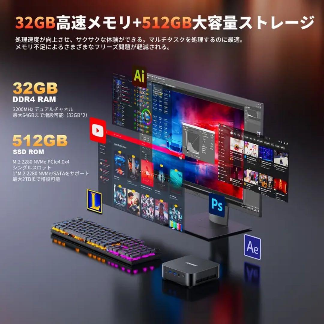 【高性能】ミニPC Ryzen5 7430U/Win11/32GB/512GB