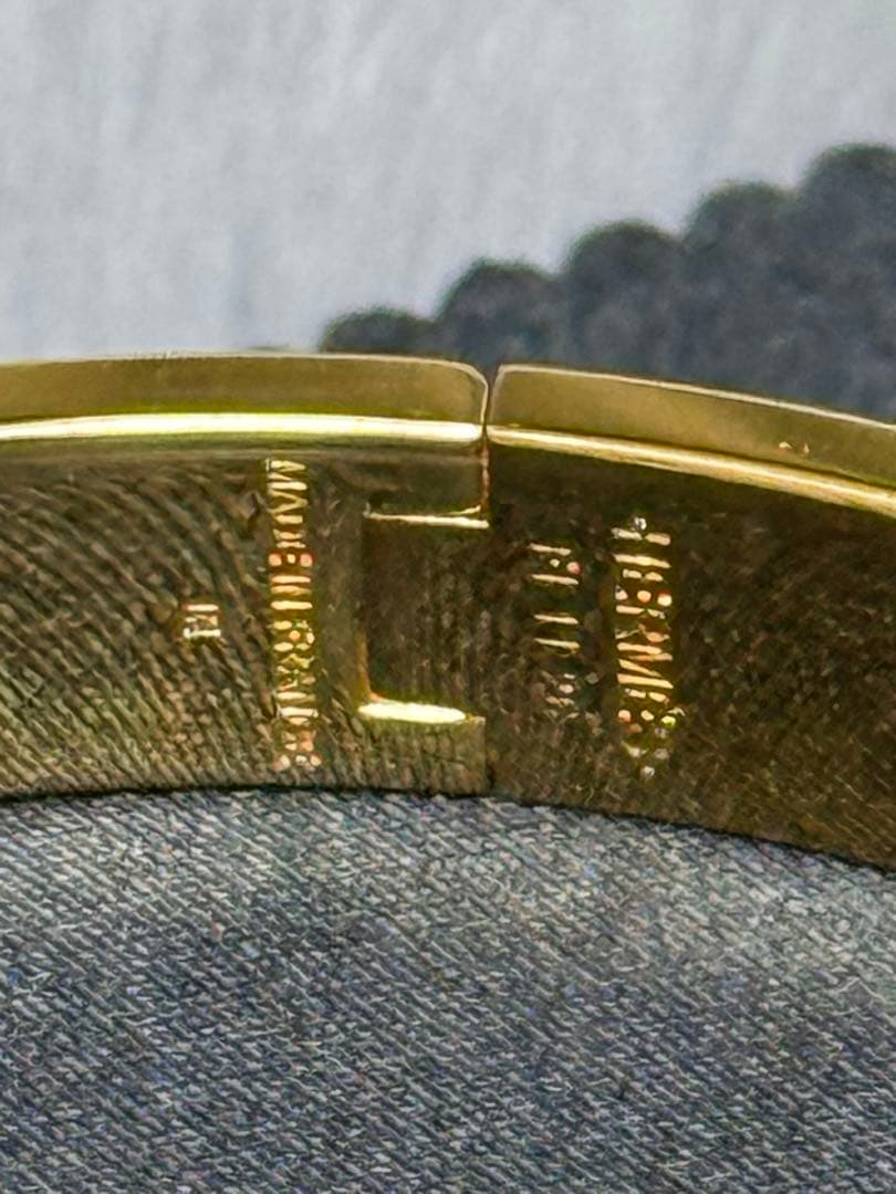 エルメス　クリッククラックH バングル　赤　ゴールド