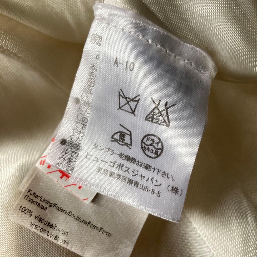 HUGO BOSS 美品 ジャケットコート ファー襟 ショート丈 オフホワイト