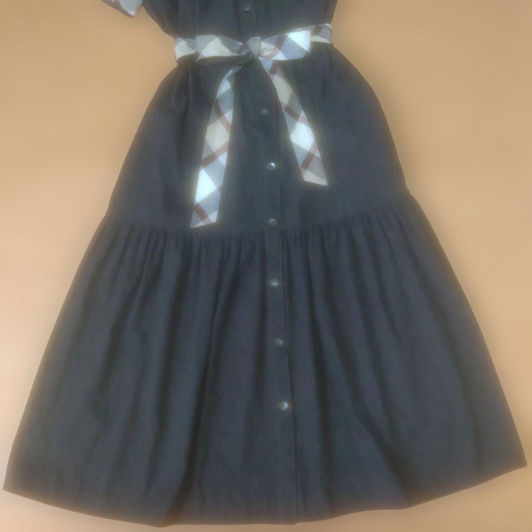 美品★ブルーレーベルクレストブリッジ★黒ロングワンピース★38