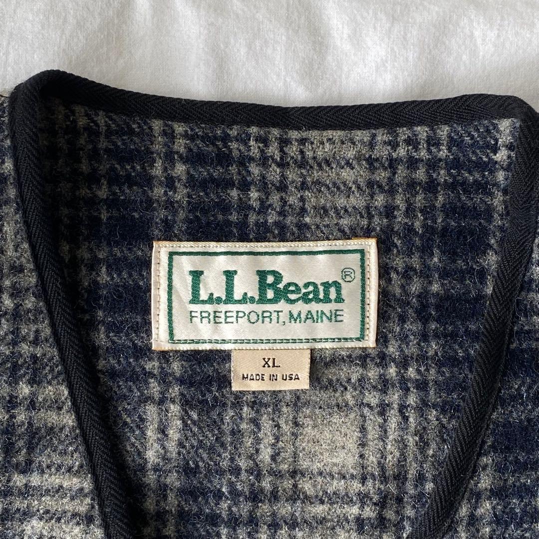 80s 90s USA製 エルエルビーン ウールベスト オンブレ