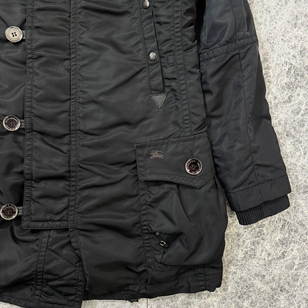 バーバリーブルーレーベル ノバチェックライナー付 ファーモッズコート 40 黒