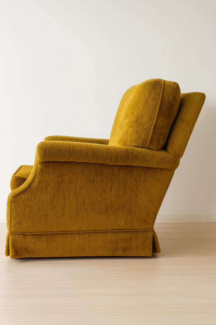 アメリカ製ヴィンテージ ソファ 1人掛け モスグリーン系 ベロア調 おしゃれ