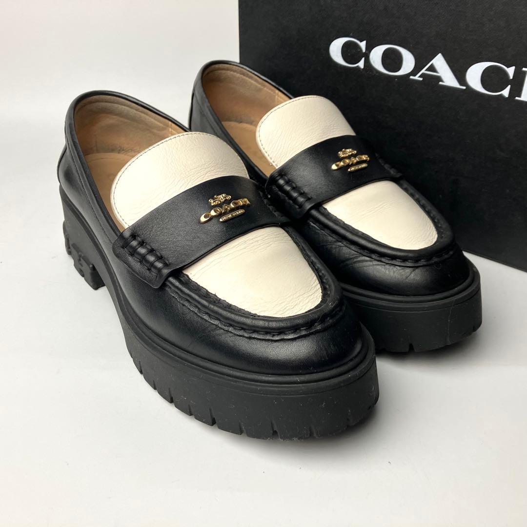【美品】COACH ルーシー　厚底　レザーローファー　チャンキーヒール　23.5