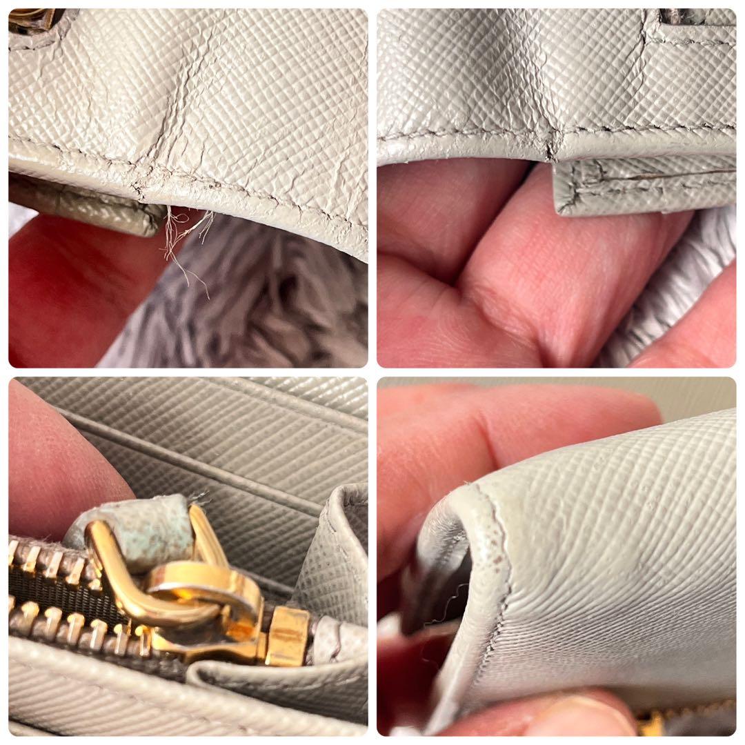 良品✨PRADA サフィアーノ　長財布　メタルロゴ　グレージュ　レディース