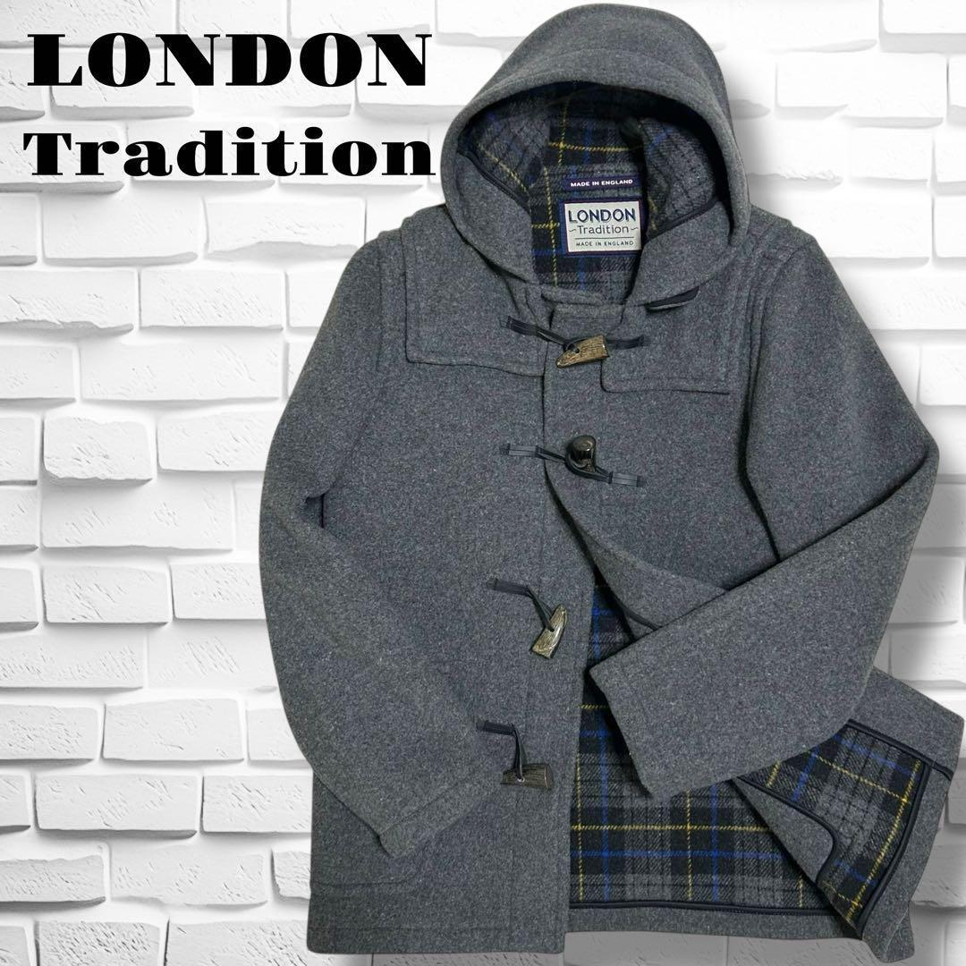 美品　ロンドントラディション　ダッフルコート　イギリス製　ウール　裏地チェック
