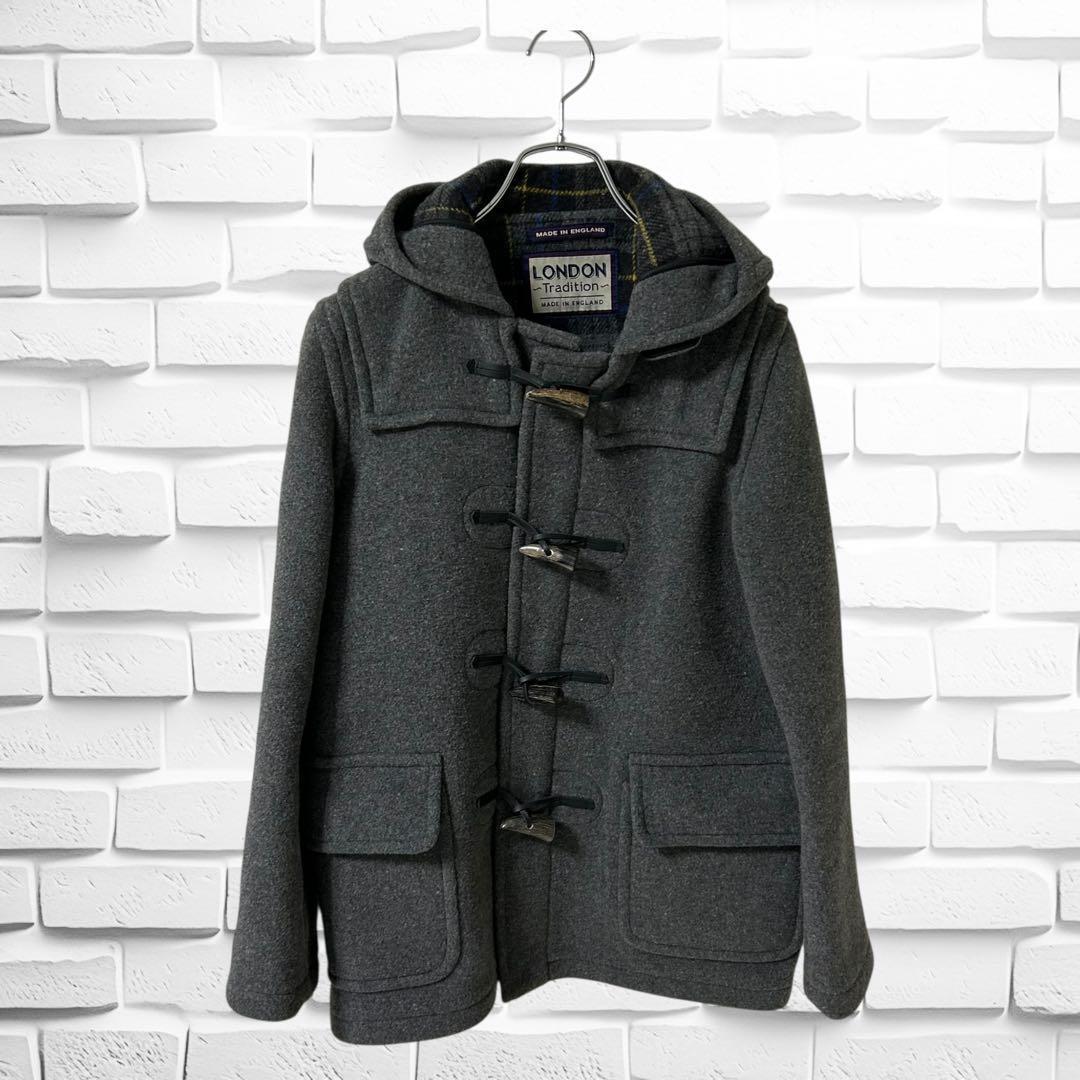 美品　ロンドントラディション　ダッフルコート　イギリス製　ウール　裏地チェック