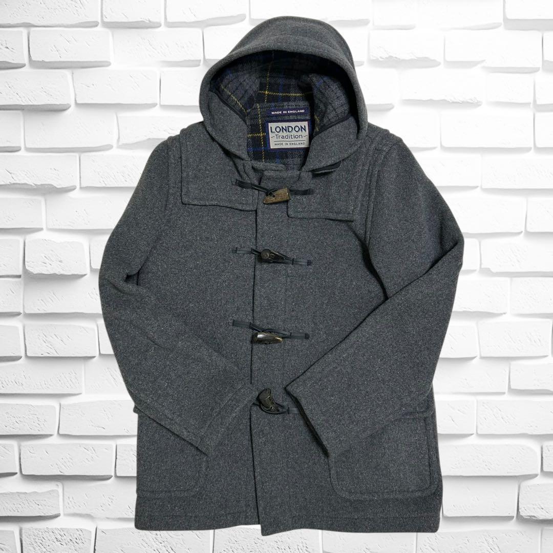 美品　ロンドントラディション　ダッフルコート　イギリス製　ウール　裏地チェック