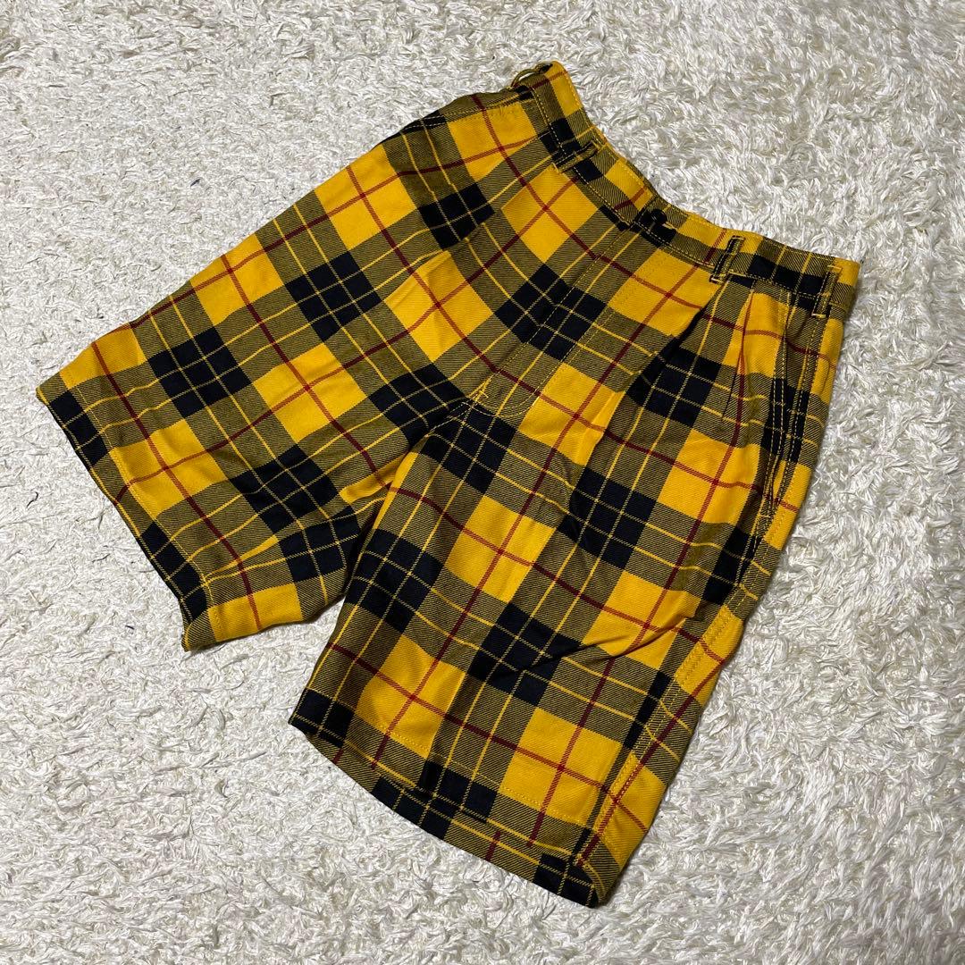 コムデギャルソン　イエロー　チェック柄　ハーフパンツ　S