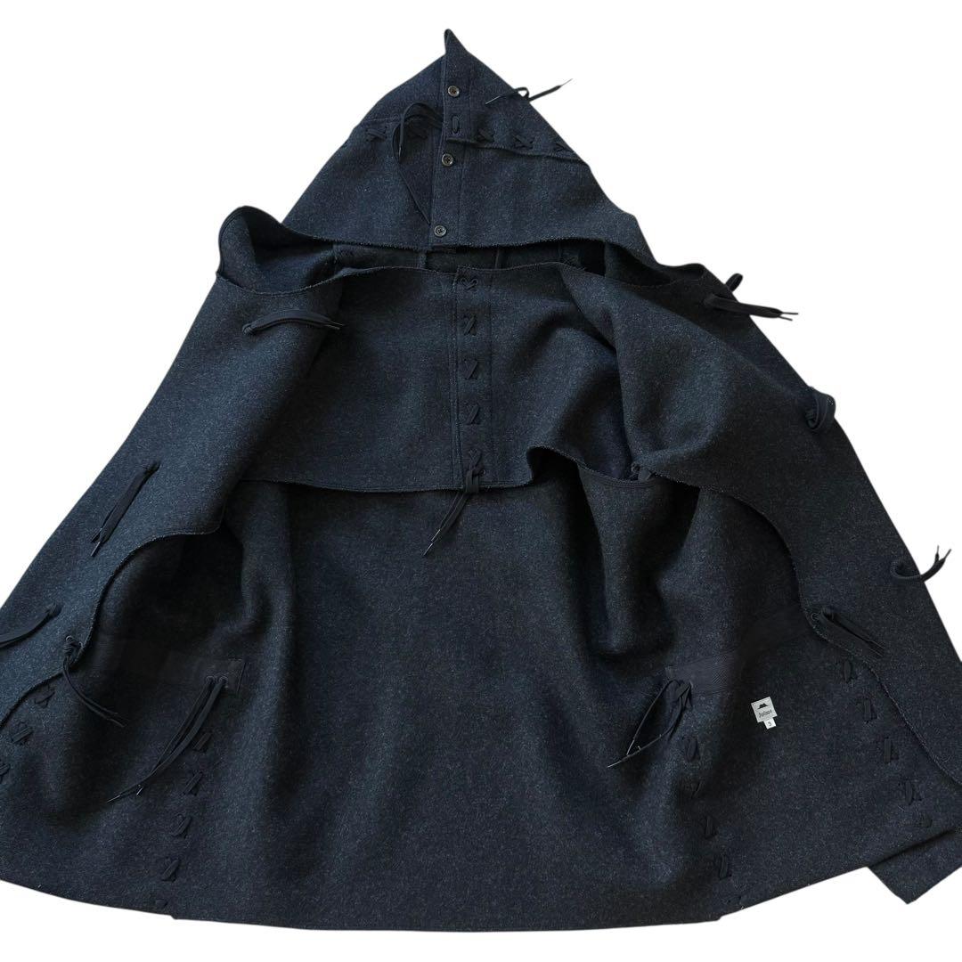 【未使用級】Jipijapa ヒピハパ ダッフルコート 編み込みデザイン 黒 3