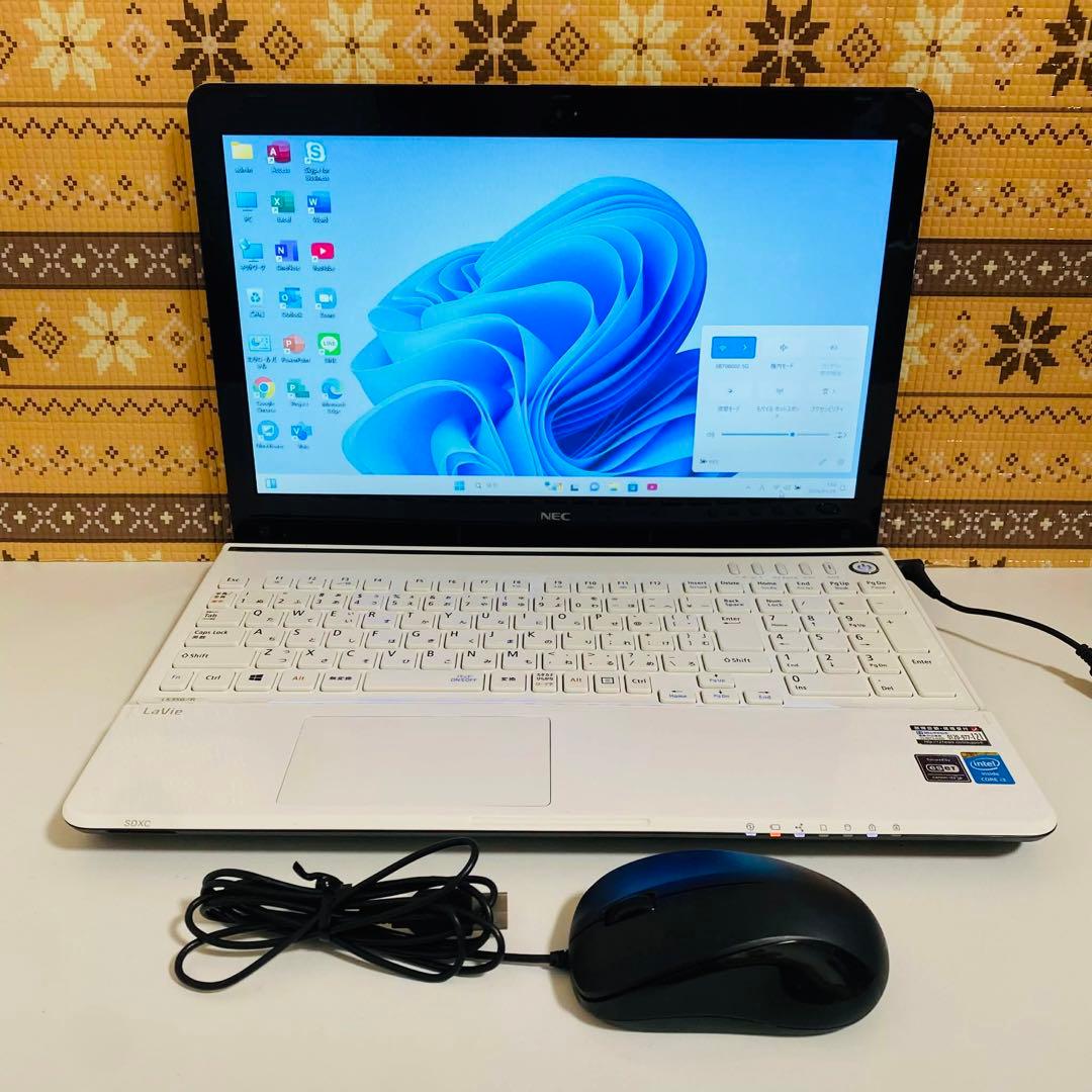 Y89 NECノートパソコンSSDメモリ8G高速 Windows11オフィス付き