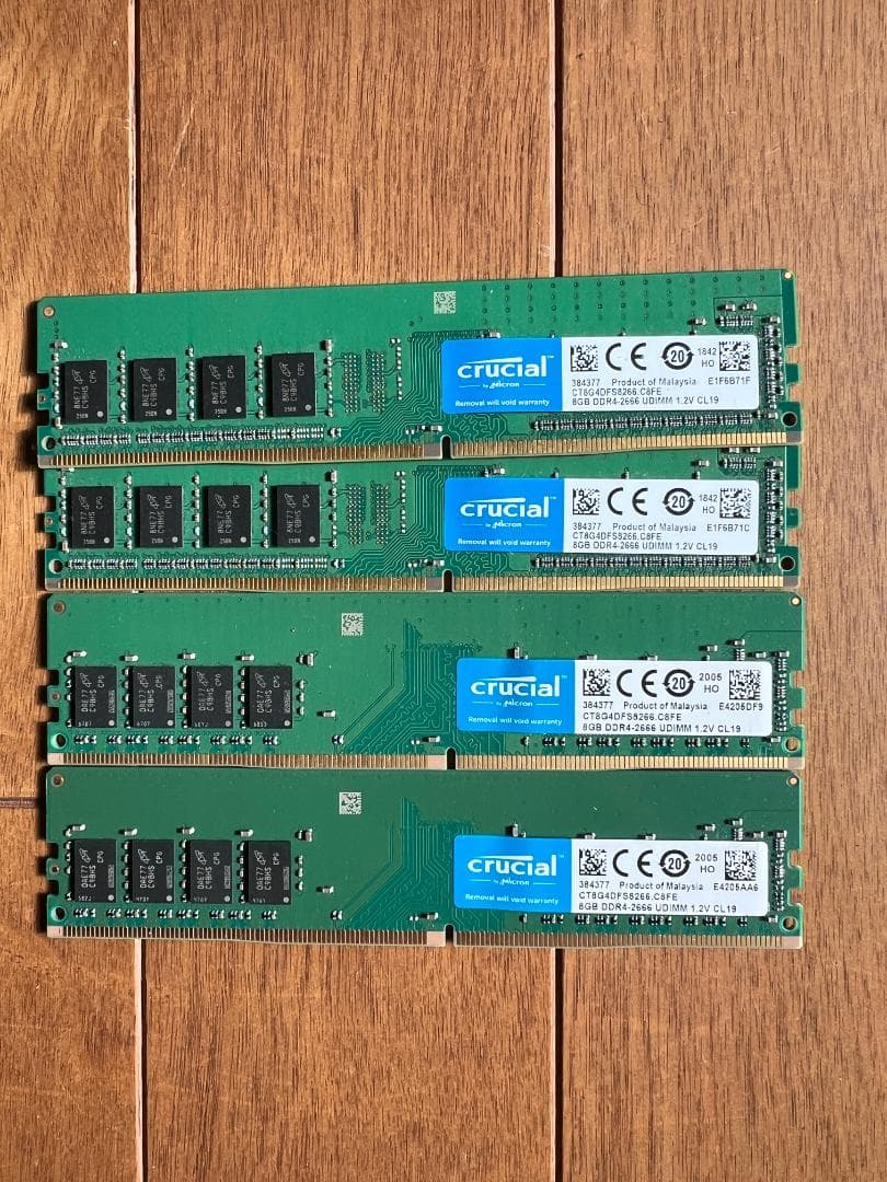 Crucial DDR4-2666 32GB(8GBx4) 4枚組 メモリー