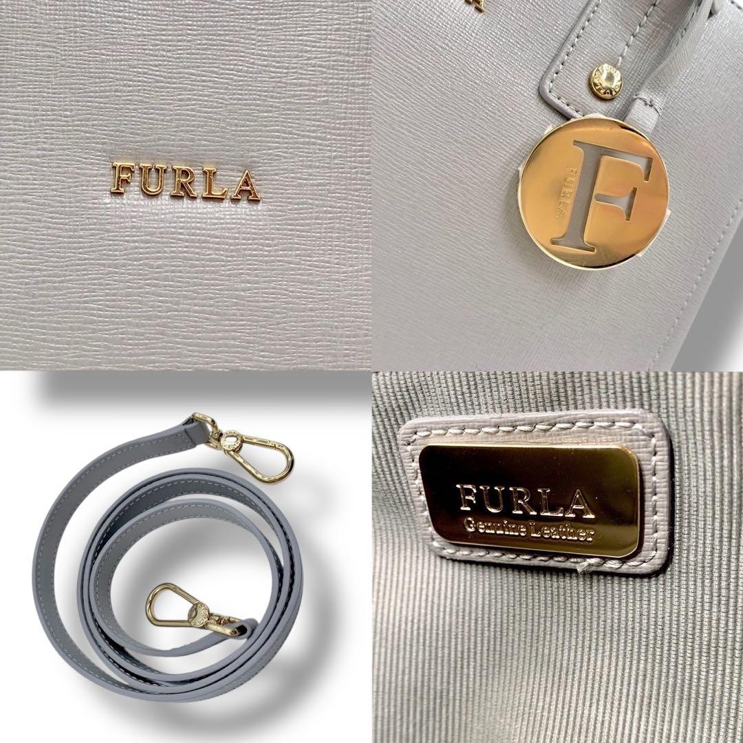 極美品✨フルラ リンダ 2way ハンドバッグ ショルダー レザー グレー