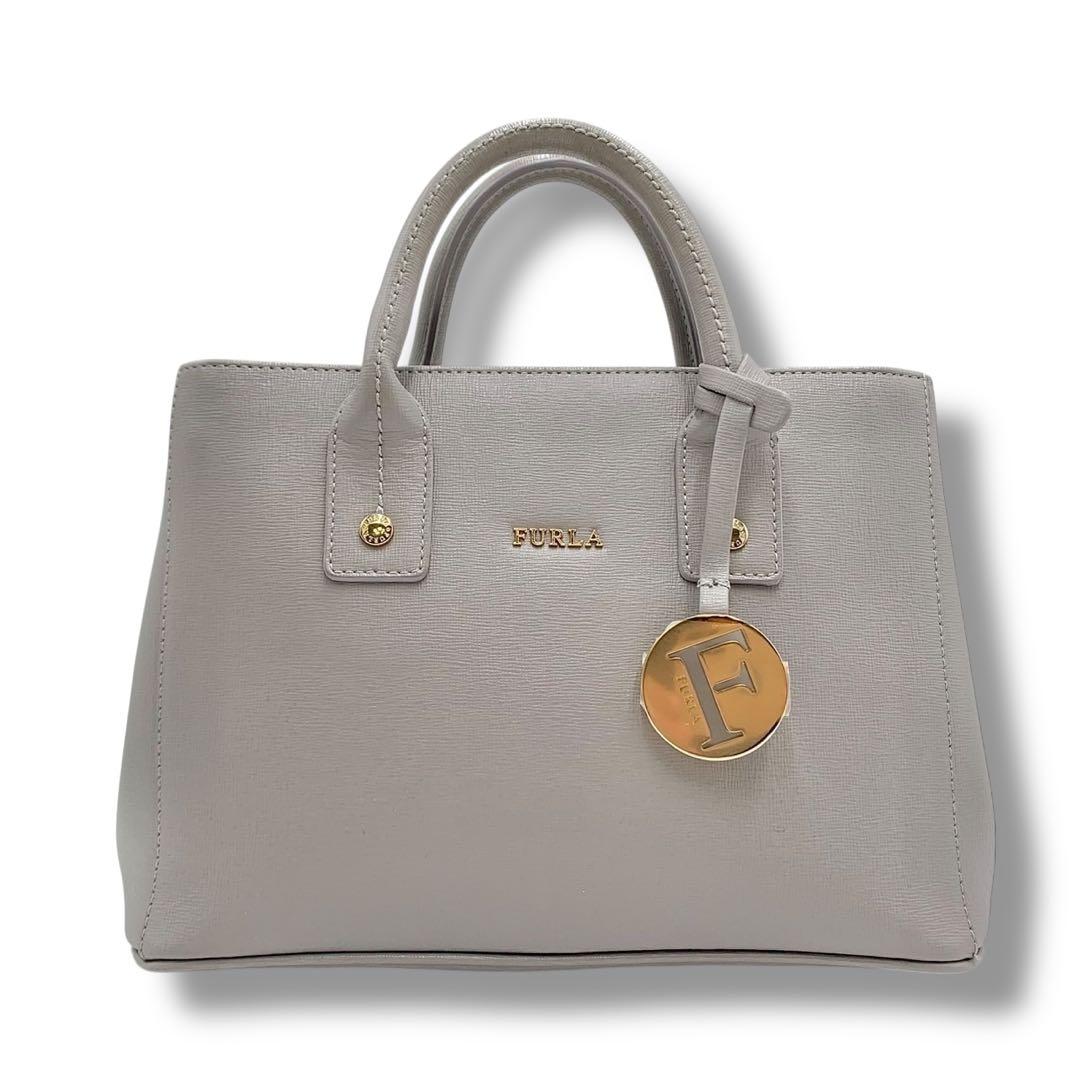 極美品✨フルラ リンダ 2way ハンドバッグ ショルダー レザー グレー