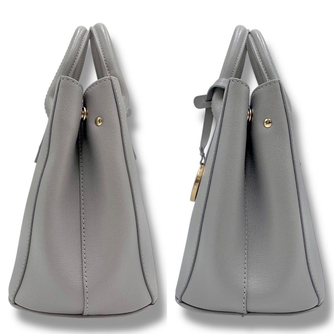 極美品✨フルラ リンダ 2way ハンドバッグ ショルダー レザー グレー