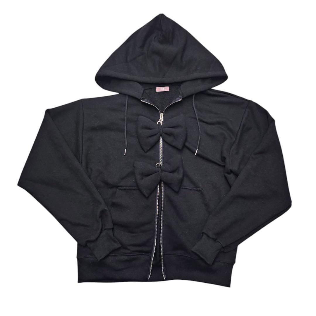 lilLilly　ダブルリボンジップパーカー
