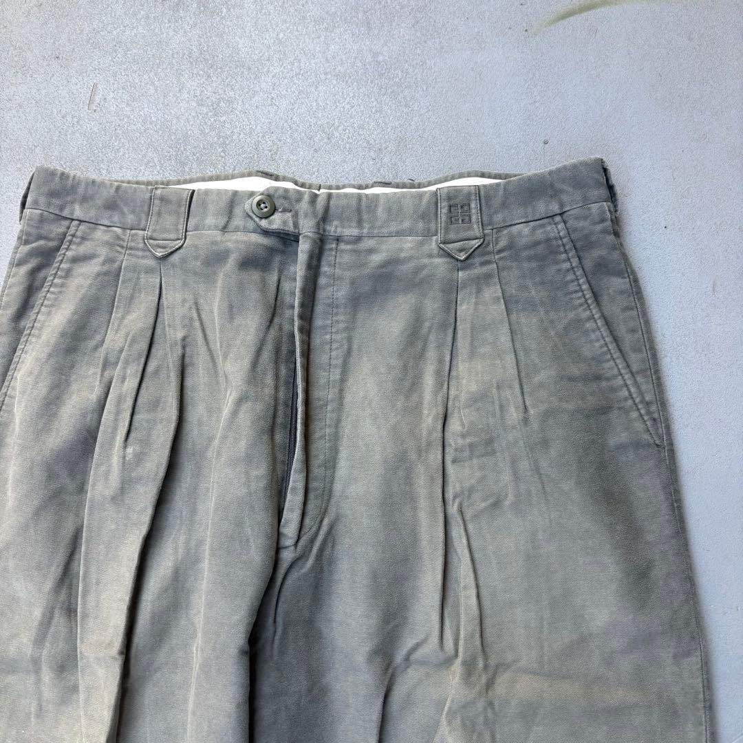 80s Givenchy イタリア製　２タック　スラックス　モールスキン　パンツ