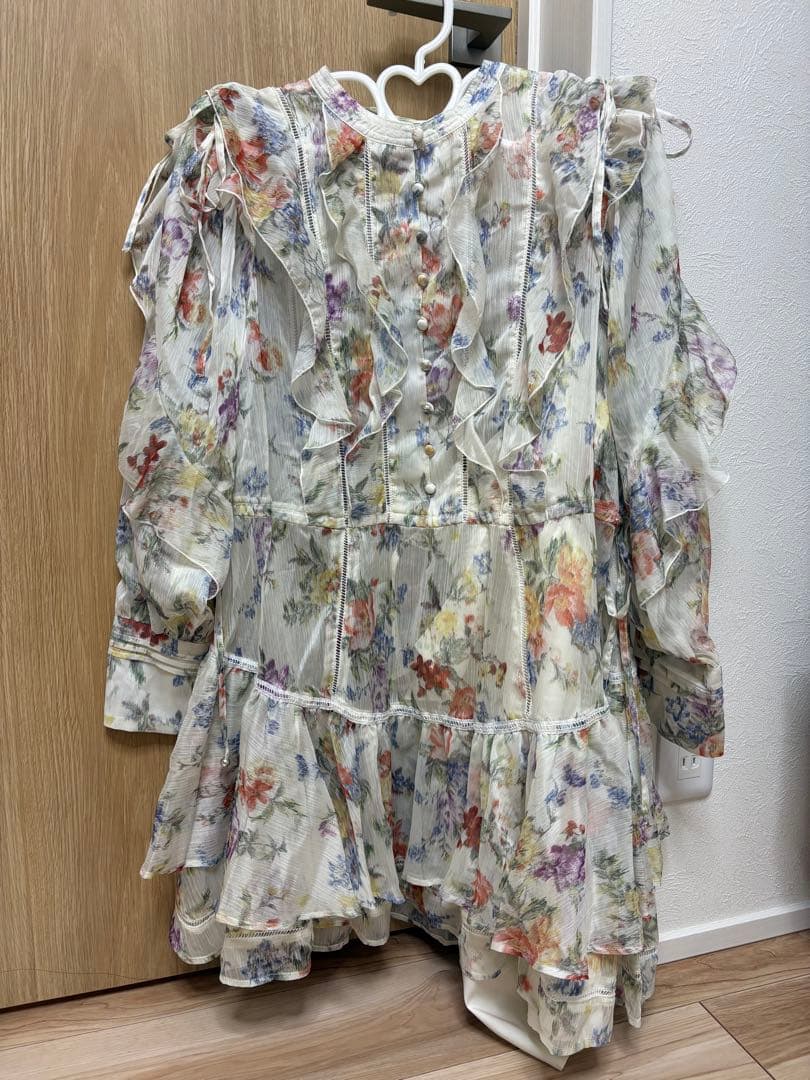 snidel プリントフリルシフォンミニワンピース