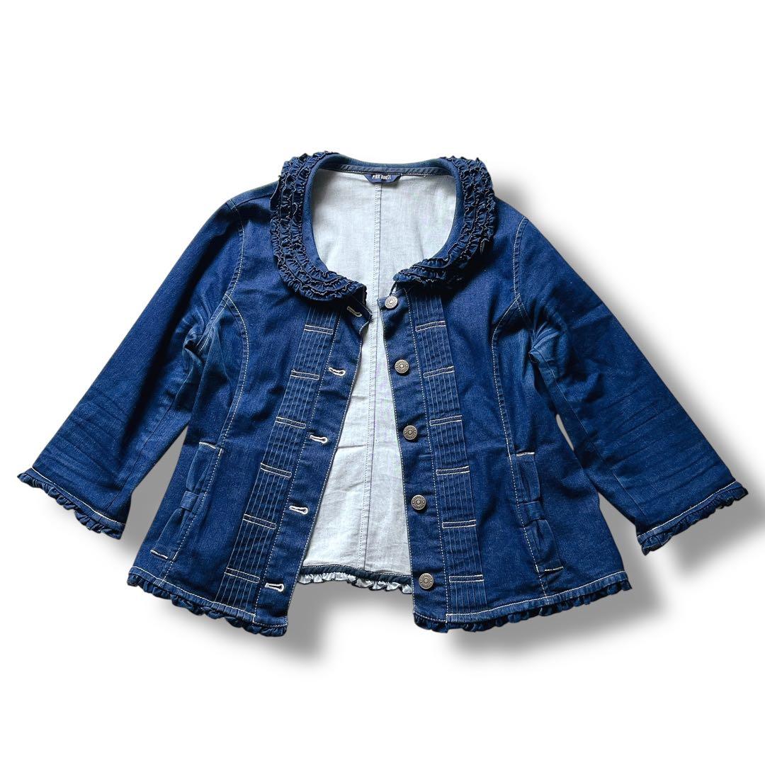 【Lサイズ】PINK HOUSE ピンクハウス フリル ショート丈 Gジャン 紺