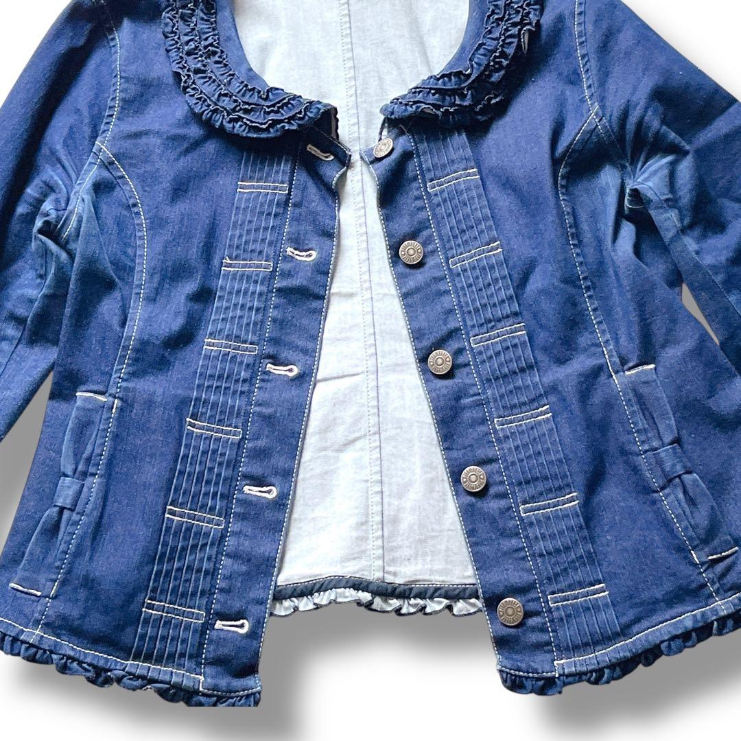 【Lサイズ】PINK HOUSE ピンクハウス フリル ショート丈 Gジャン 紺