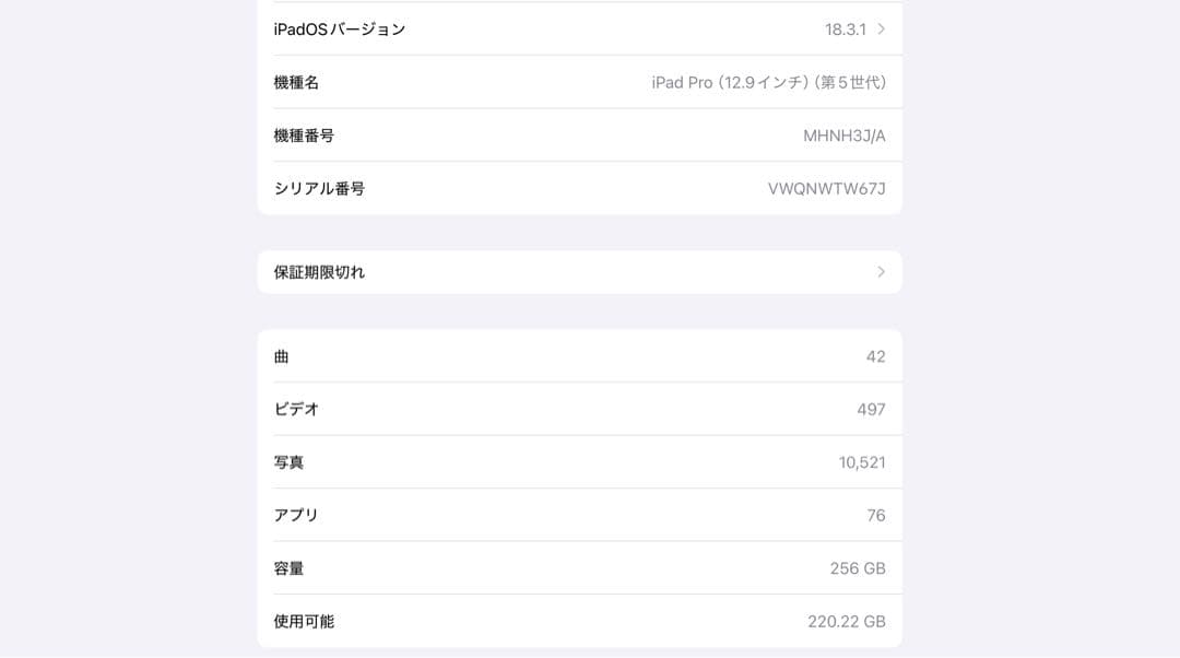 iPad Pro 12.9インチ 第5世代 256GB スペースグレー 本体