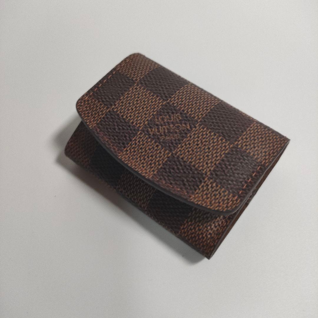 LOUIS VUITTON ダミエ カフリンクス シルバー×ブラウン ケース付き