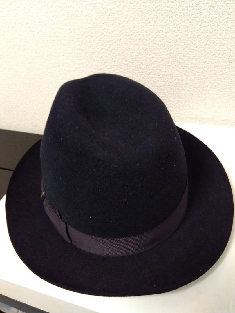 ボルサリーノ 中折れハット ラビットファー　ネイビー　目立った汚れなし