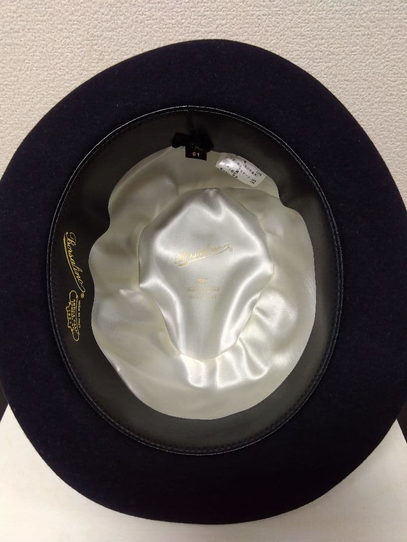 ボルサリーノ 中折れハット ラビットファー　ネイビー　目立った汚れなし