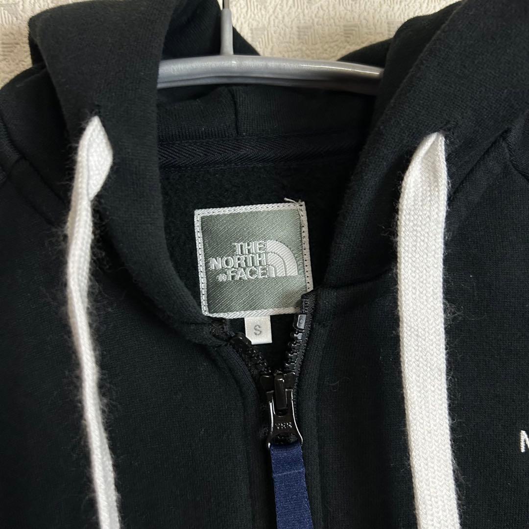 【美品】ノースフェイス フードロゴ パーカー ジップアップ ブラック S