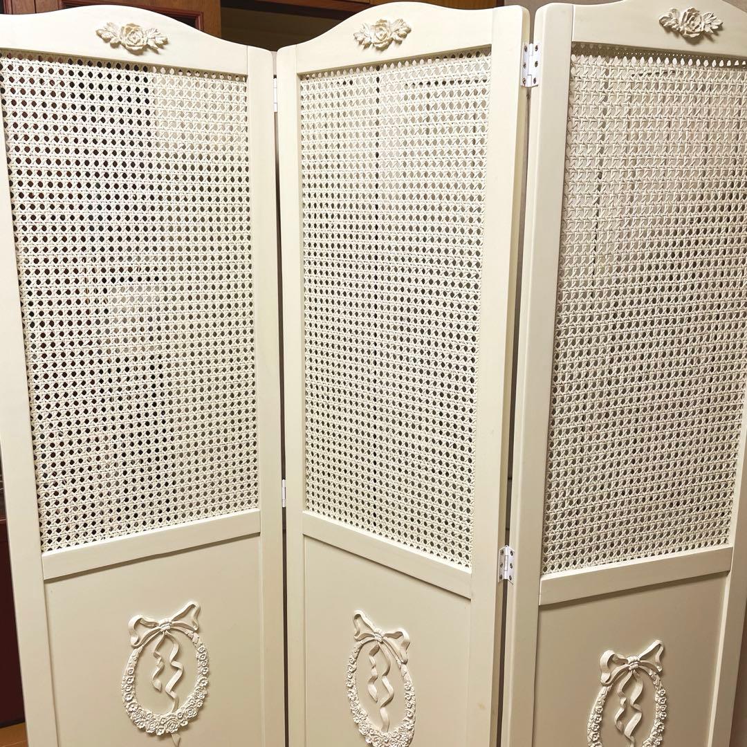 スクリーン　3連　フレンチアンティーク風