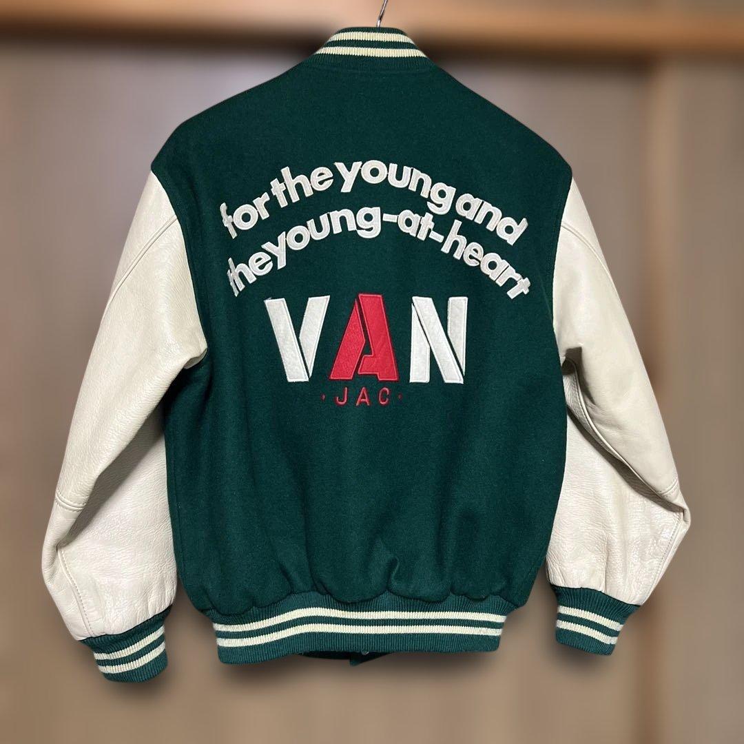 み*り様 VAN JAC スタジアムジャンパー　グリーン　 袖皮　Lサイズ　美品